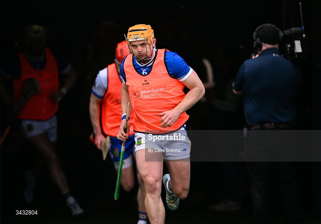 19 April 2026; Tipperary captain Ronan Maher leads his side out ahead of the Munster GAA Senior Hurling Championship Round 1 match between Tipperary and Cork at FBD Semple Stadium in Thurles, Tipperary. Photo by Daire Brennan/Sportsfile