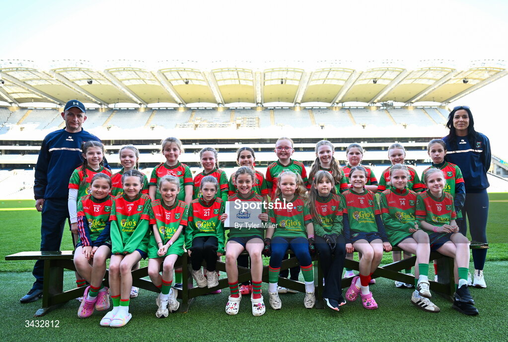 19 April 2026; The Graigueculllen, Laois, team during the 2026 LGFA Under 10 Go Games Festival Day at Croke Park in Dublin. Photo by Tyler Miller/Sportsfile