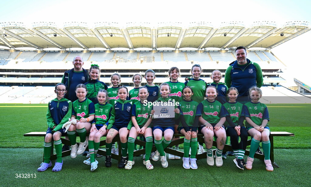 19 April 2026; The St Kevin's Killians, Dublin, team during the 2026 LGFA Under 10 Go Games Festival Day at Croke Park in Dublin. Photo by Tyler Miller/Sportsfile