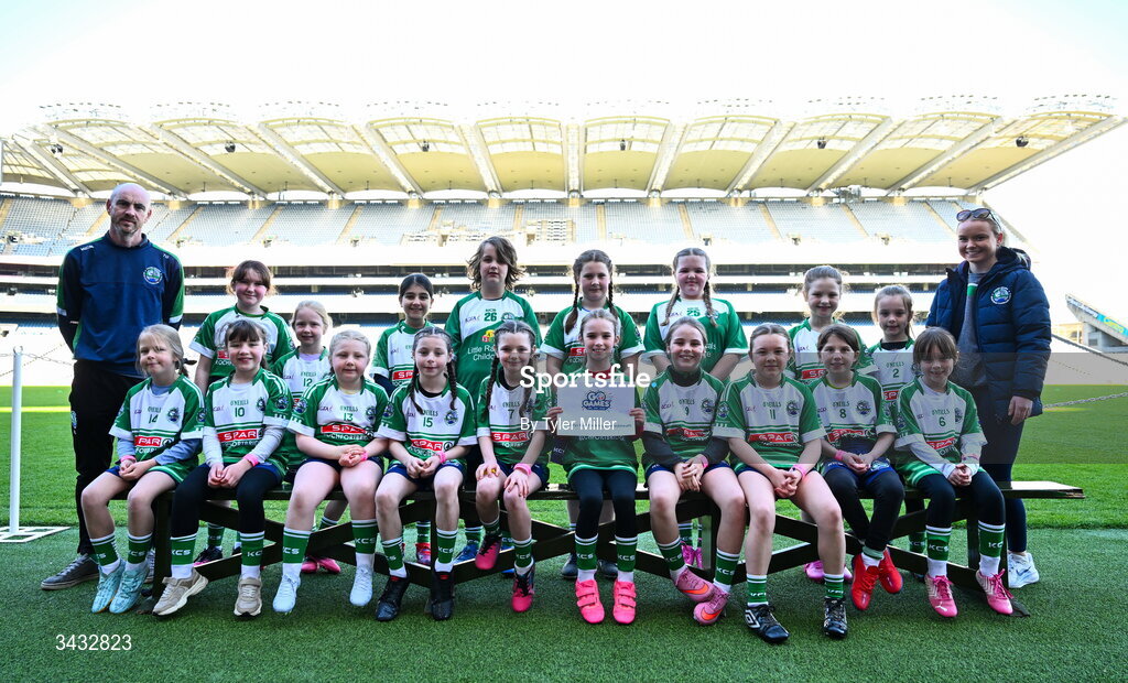 19 April 2026; The St Mary's Rochfortbridge, Westmeath, team during the 2026 LGFA Under 10 Go Games Festival Day at Croke Park in Dublin. Photo by Tyler Miller/Sportsfile