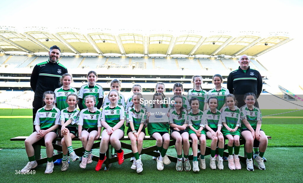 19 April 2026; The Teconnaught, Down, team during the 2026 LGFA Under 10 Go Games Festival Day at Croke Park in Dublin. Photo by Tyler Miller/Sportsfile