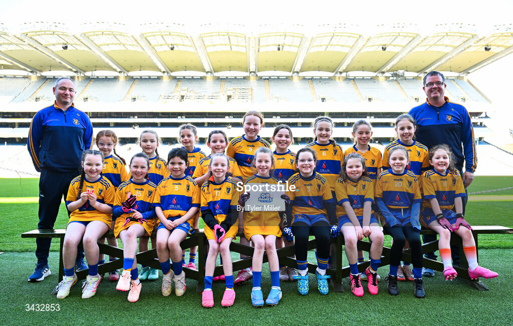 19 April 2026; The Silverbridge, Armagh, team during the 2026 LGFA Under 10 Go Games Festival Day at Croke Park in Dublin. Photo by Tyler Miller/Sportsfile