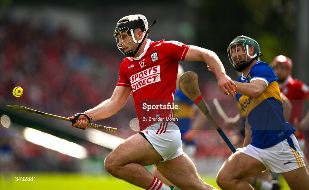 19 April 2026; Barry Walsh of Cork in action against Robert Doyle of Tipperary during the Munster GAA Senior Hurling Championship Round 1 match between Tipperary and Cork at FBD Semple Stadium in Thurles, Tipperary. Photo by Brendan Moran/Sportsfile