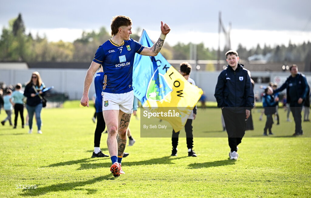 19 April 2026; Jonathan Carlin of Wicklow after the Leinster GAA Football Senior Championship quarter-final match between Wicklow and Dublin at Echelon Park in Aughrim in Wicklow. Photo by Seb Daly/Sportsfile