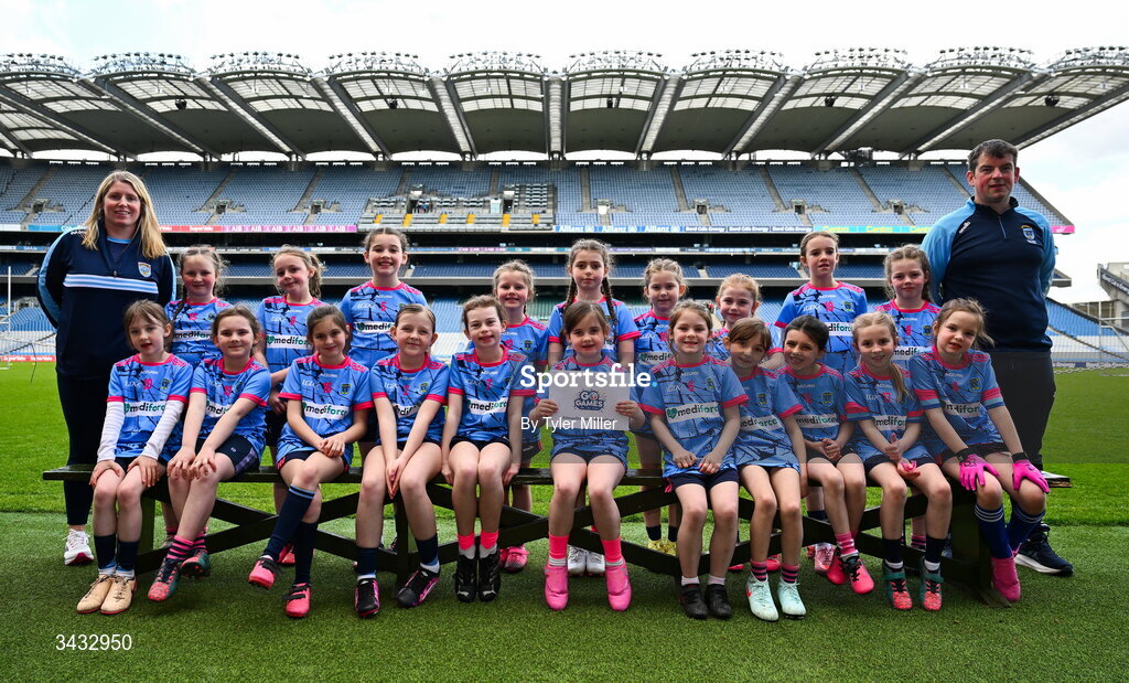 19 April 2026; The Kilmacthomas, Waterford, team during the 2026 LGFA Under 10 Go Games Festival Day at Croke Park in Dublin. Photo by Tyler Miller/Sportsfile
