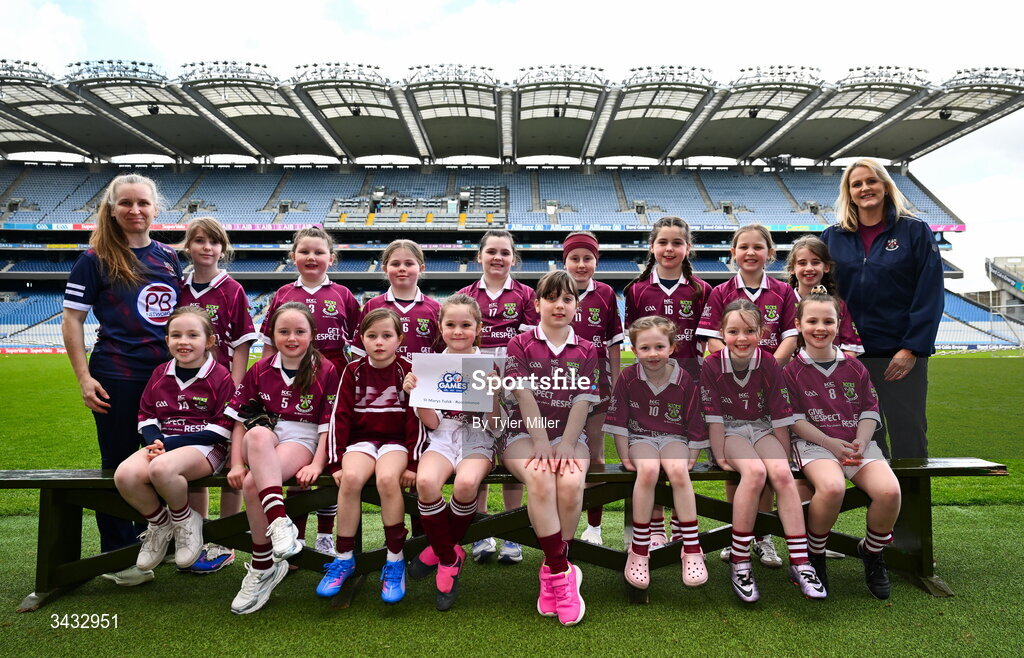 19 April 2026; The St Mary's Tulsk, Roscommon, team during the 2026 LGFA Under 10 Go Games Festival Day at Croke Park in Dublin. Photo by Tyler Miller/Sportsfile