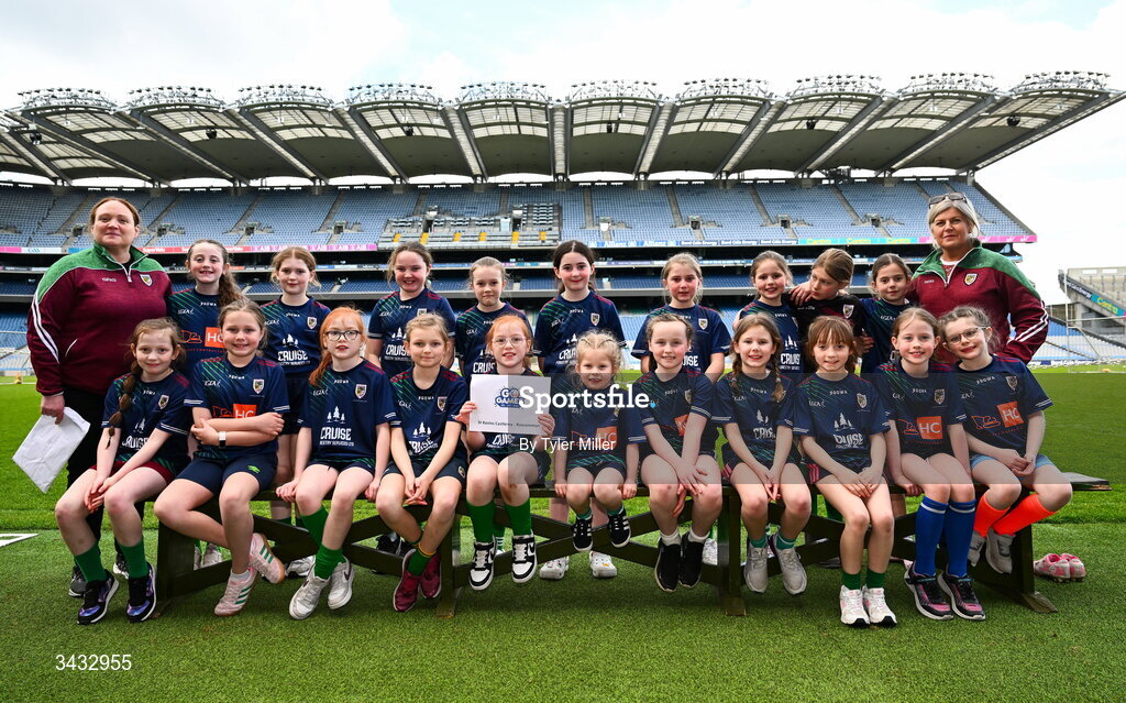 19 April 2026; The St Kevin's Castlerea, Roscommon, team during the 2026 LGFA Under 10 Go Games Festival Day at Croke Park in Dublin. Photo by Tyler Miller/Sportsfile