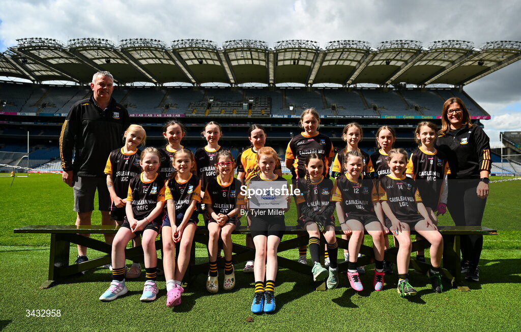 19 April 2026; The Caislean Nua, Tipperary, team during the 2026 LGFA Under 10 Go Games Festival Day at Croke Park in Dublin. Photo by Tyler Miller/Sportsfile