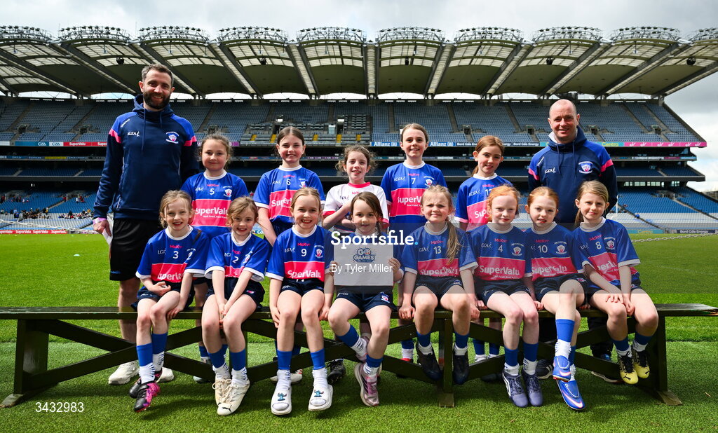 19 April 2026; The Sliabh na mBan, Tipperary, team during the 2026 LGFA Under 10 Go Games Festival Day at Croke Park in Dublin. Photo by Tyler Miller/Sportsfile