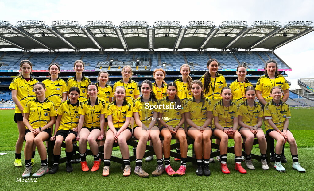 19 April 2026; Referees during the 2026 LGFA Under 10 Go Games Festival Day at Croke Park in Dublin. Photo by Tyler Miller/Sportsfile
