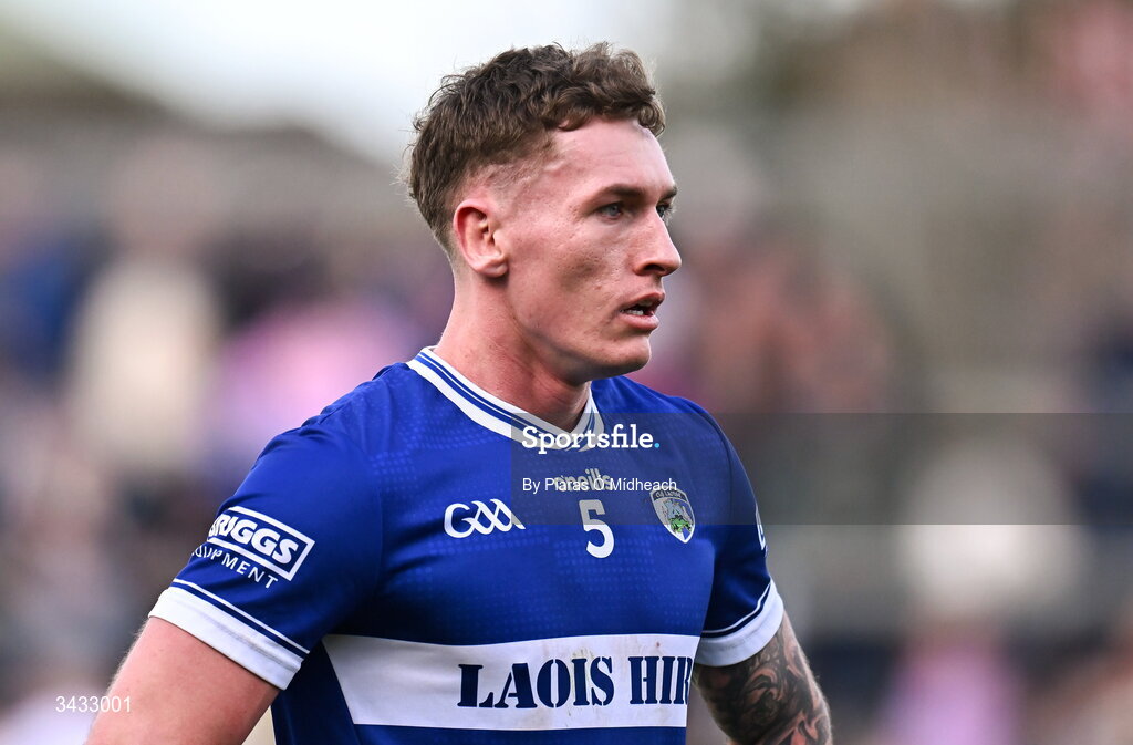 19 April 2026; Pa Kirwan of Laois after his side's defeat in the Leinster GAA Football Senior Championship quarter-final match between Kildare and Laois at Cedral St Conleths Park in Newbridge, Kildare. Photo by Piaras Ó Mídheach/Sportsfile