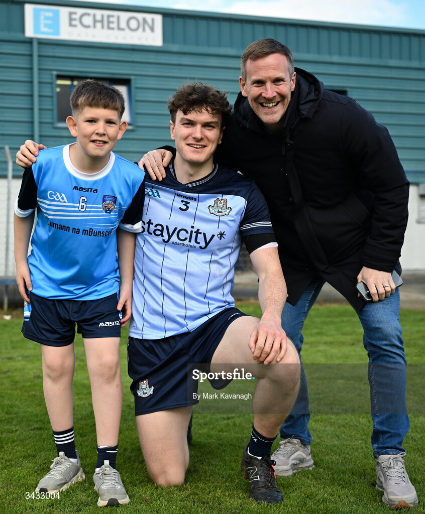 19 April 2026; Nathan Doran of Dublin with supporters after the Leinster GAA Football Senior Championship quarter-final match between Wicklow and Dublin at Echelon Park in Aughrim in Wicklow. Photo by Mark Kavanagh/Sportsfile