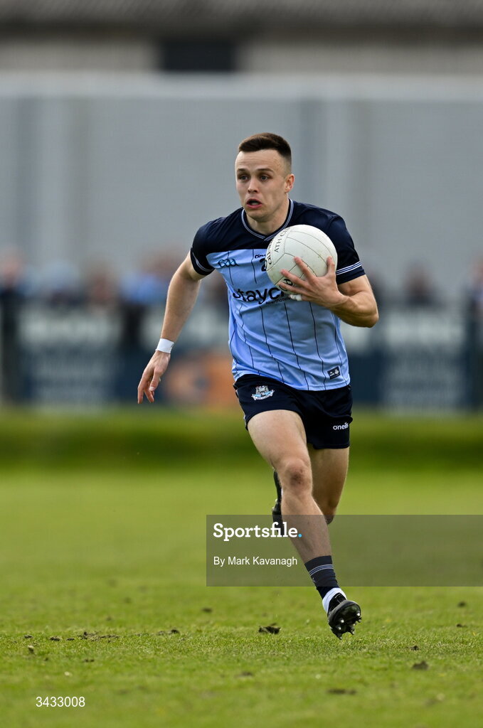 19 April 2026; Eoin Murchan of Dublin in action during the Leinster GAA Football Senior Championship quarter-final match between Wicklow and Dublin at Echelon Park in Aughrim in Wicklow. Photo by Mark Kavanagh/Sportsfile