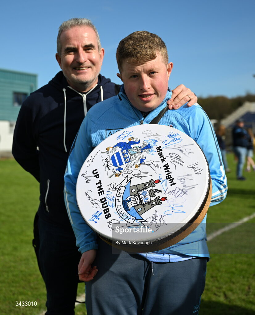 19 April 2026; Dublin supporters after the Leinster GAA Football Senior Championship quarter-final match between Wicklow and Dublin at Echelon Park in Aughrim in Wicklow. Photo by Mark Kavanagh/Sportsfile