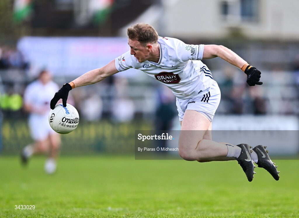 19 April 2026; Brian Byrne of Kildare during the Leinster GAA Football Senior Championship quarter-final match between Kildare and Laois at Cedral St Conleths Park in Newbridge, Kildare. Photo by Piaras Ó Mídheach/Sportsfile
