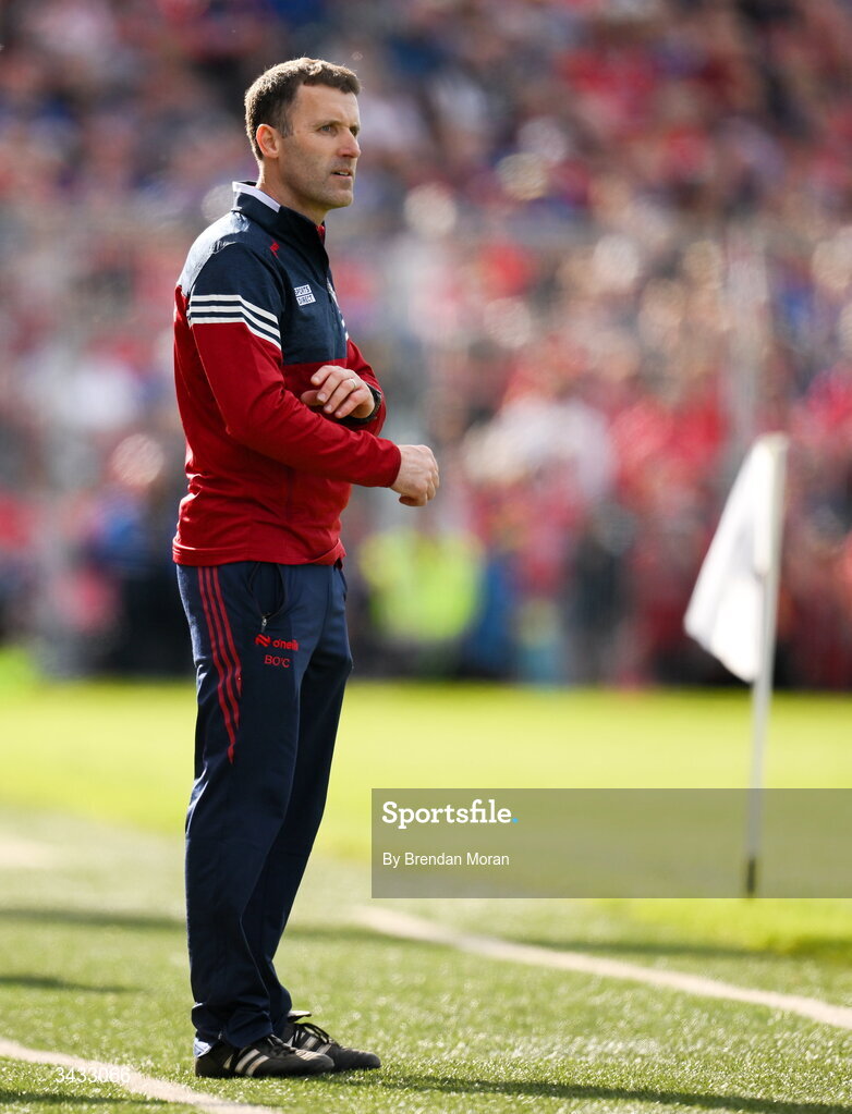 19 April 2026; Cork manager Ben O'Connor during the Munster GAA Senior Hurling Championship Round 1 match between Tipperary and Cork at FBD Semple Stadium in Thurles, Tipperary. Photo by Brendan Moran/Sportsfile
