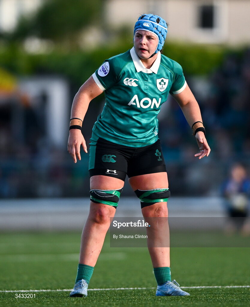18 April 2026; Brittany Hogan of Ireland during the Women's Six Nations Rugby Championship match between Ireland and Italy at Dexcom Stadium in Galway. Photo by Shauna Clinton/Sportsfile