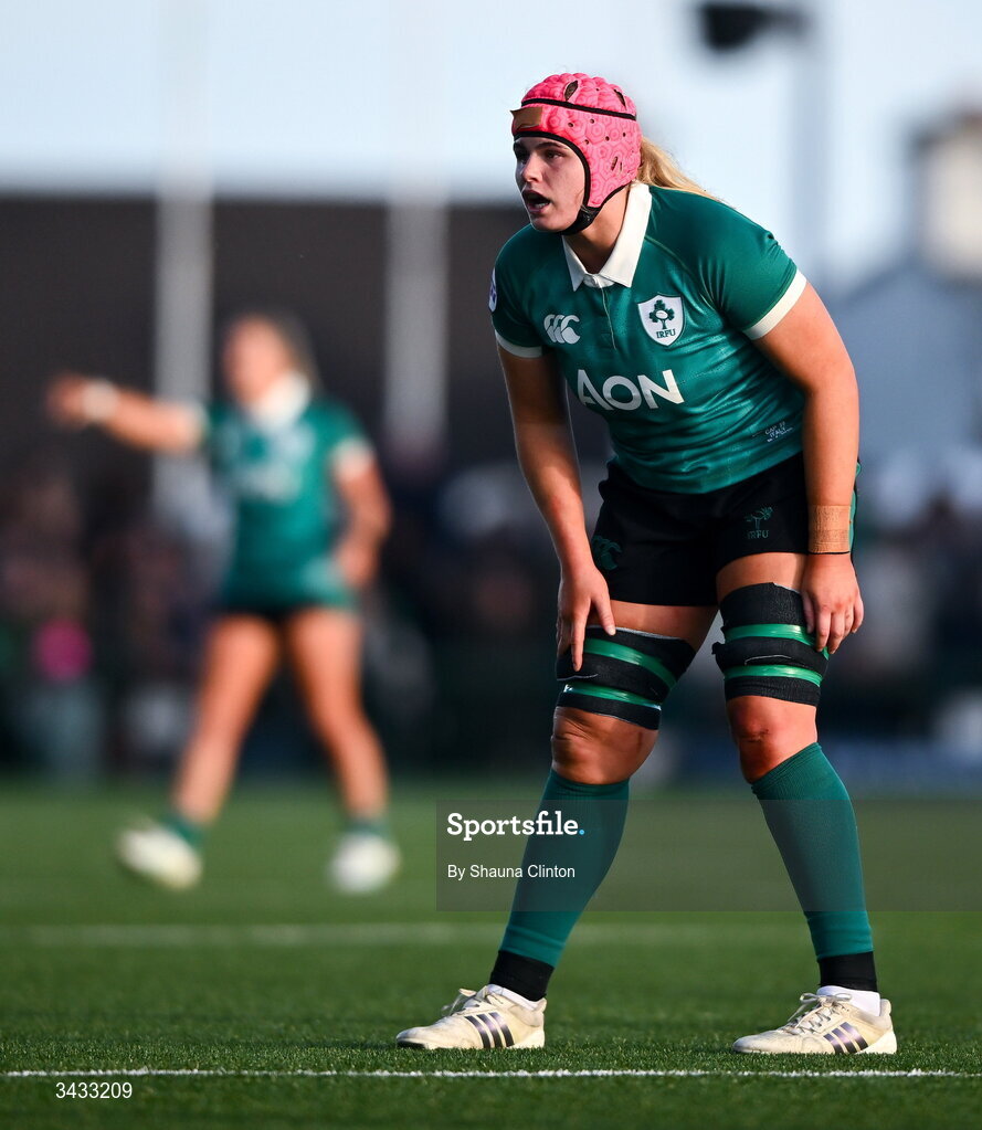 18 April 2026; Dorothy Wall of Ireland during the Women's Six Nations Rugby Championship match between Ireland and Italy at Dexcom Stadium in Galway. Photo by Shauna Clinton/Sportsfile