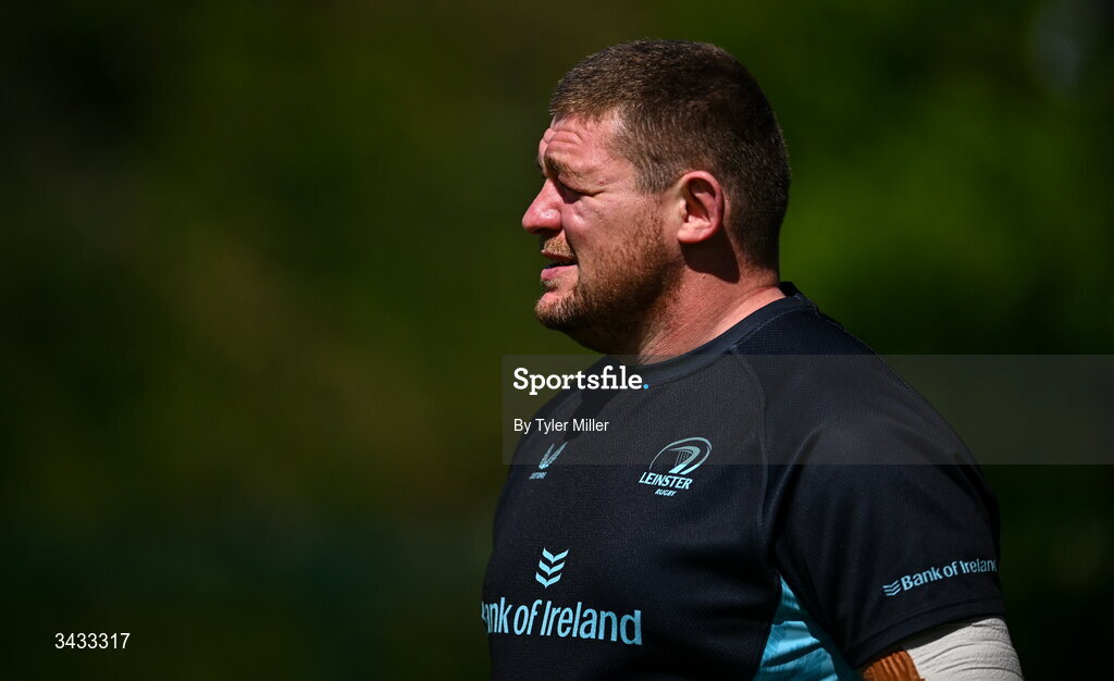 20 April 2026; Tadhg Furlong during a Leinster Rugby squad training session at Rosemount in UCD, Dublin. Photo by Tyler Miller/Sportsfile