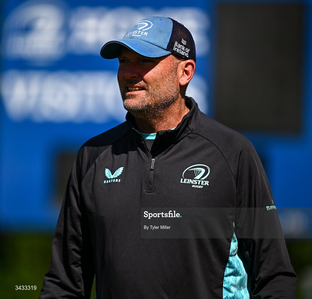 20 April 2026; Senior coach Jacques Nienaber during a Leinster Rugby squad training session at Rosemount in UCD, Dublin. Photo by Tyler Miller/Sportsfile