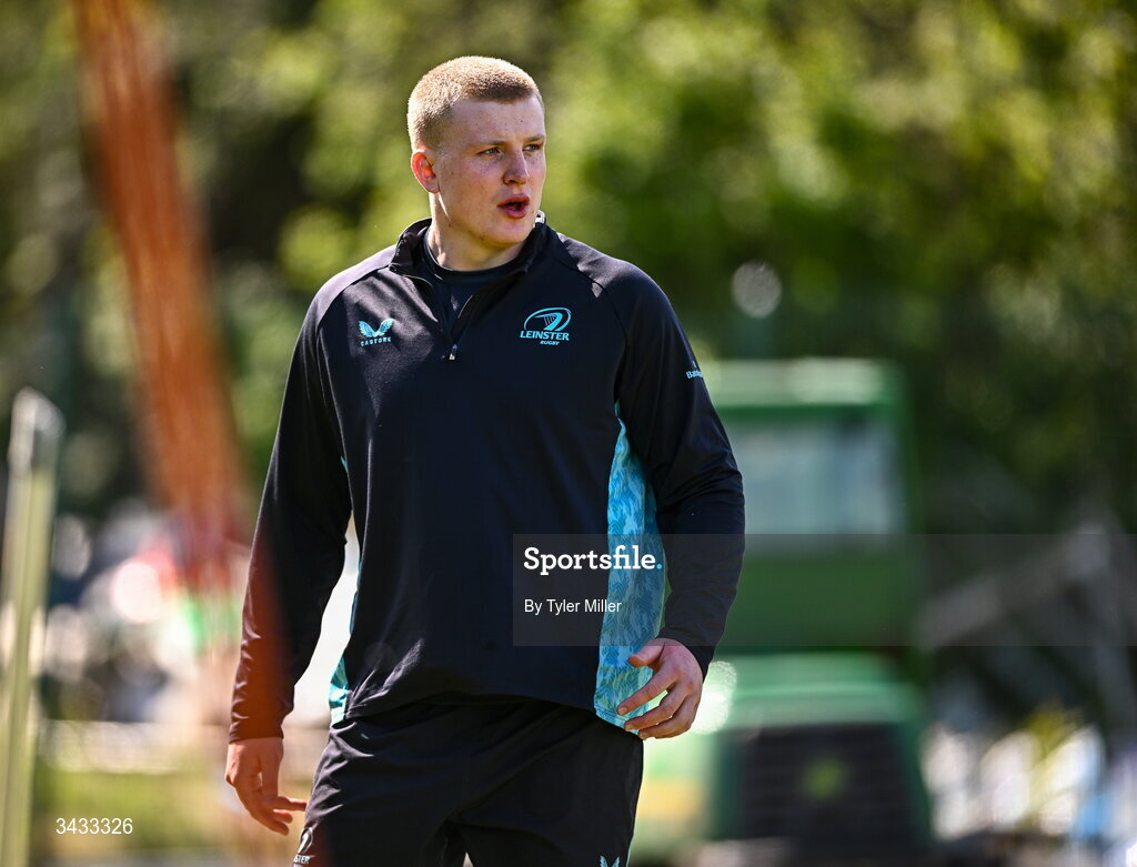 20 April 2026; Conor O'Tighearnaigh during a Leinster Rugby squad training session at Rosemount in UCD, Dublin. Photo by Tyler Miller/Sportsfile