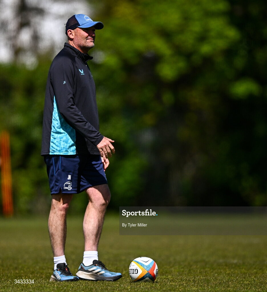 20 April 2026; Senior coach Jacques Nienaber during a Leinster Rugby squad training session at Rosemount in UCD, Dublin. Photo by Tyler Miller/Sportsfile