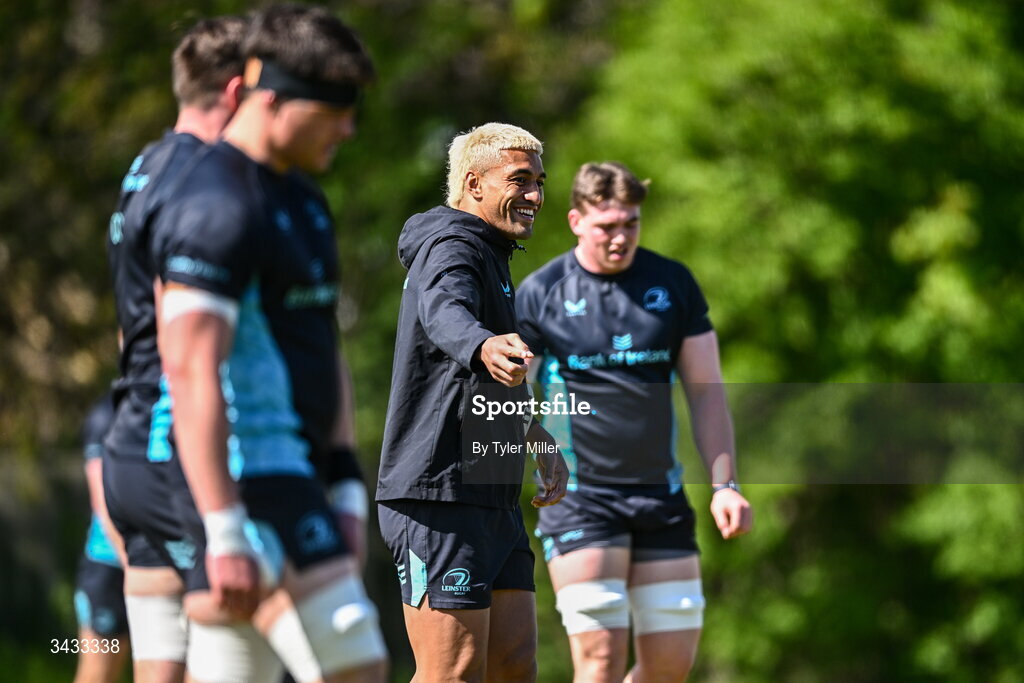 20 April 2026; Rieko Ioane during a Leinster Rugby squad training session at Rosemount in UCD, Dublin. Photo by Tyler Miller/Sportsfile