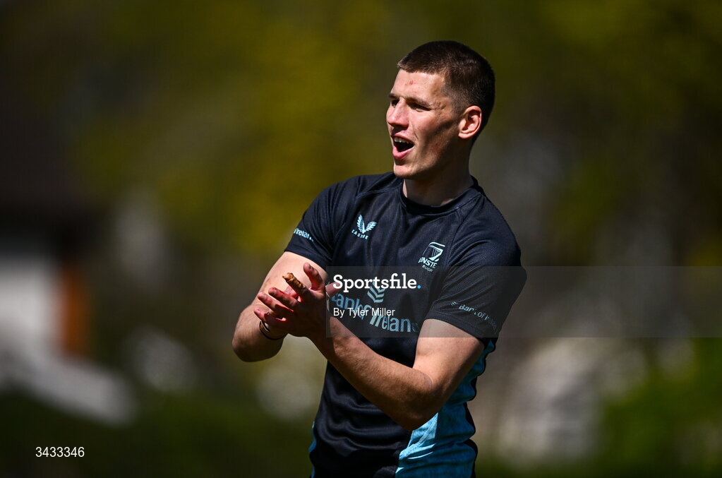 20 April 2026; Sam Prendergast during a Leinster Rugby squad training session at Rosemount in UCD, Dublin. Photo by Tyler Miller/Sportsfile
