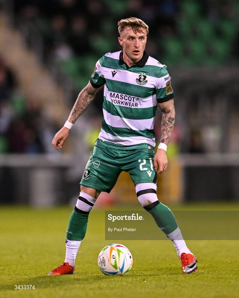 17 April 2026; Danny Grant of Shamrock Rovers during the SSE Airtricity Men's Premier Division match between Shamrock Rovers and Bohemians at Tallaght Stadium in Dublin. Photo by Paul Phelan/Sportsfile