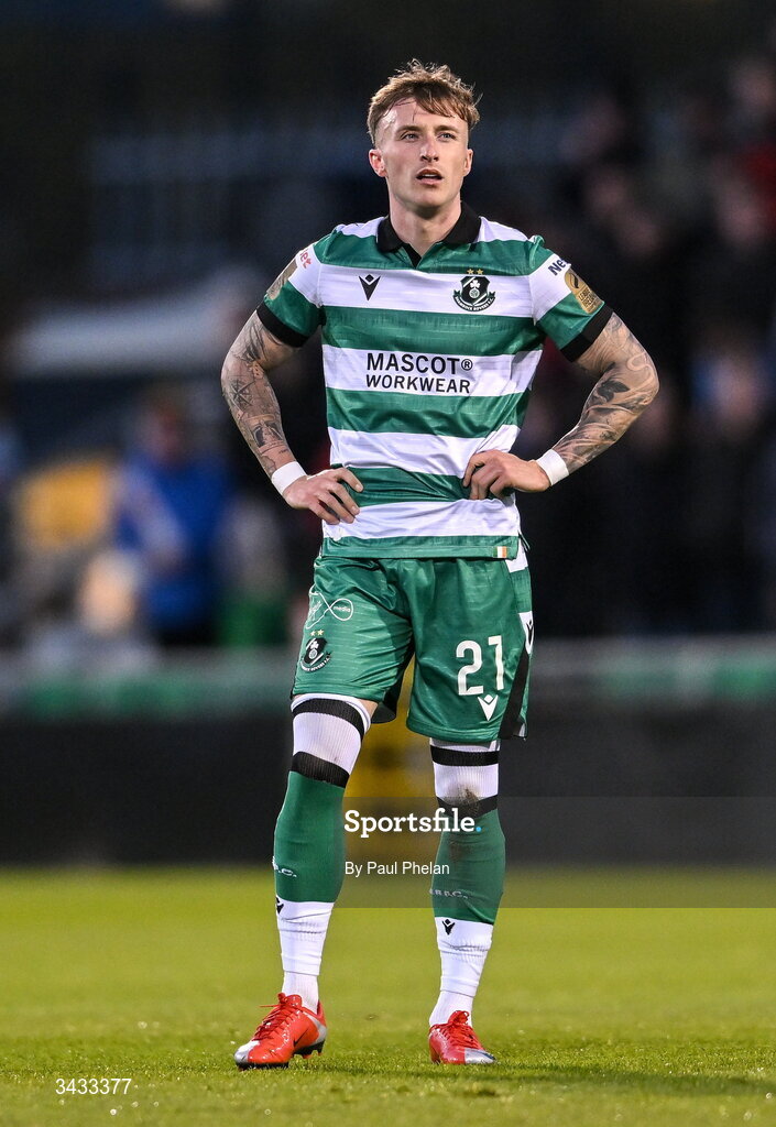 17 April 2026; Danny Grant of Shamrock Rovers during the SSE Airtricity Men's Premier Division match between Shamrock Rovers and Bohemians at Tallaght Stadium in Dublin. Photo by Paul Phelan/Sportsfile