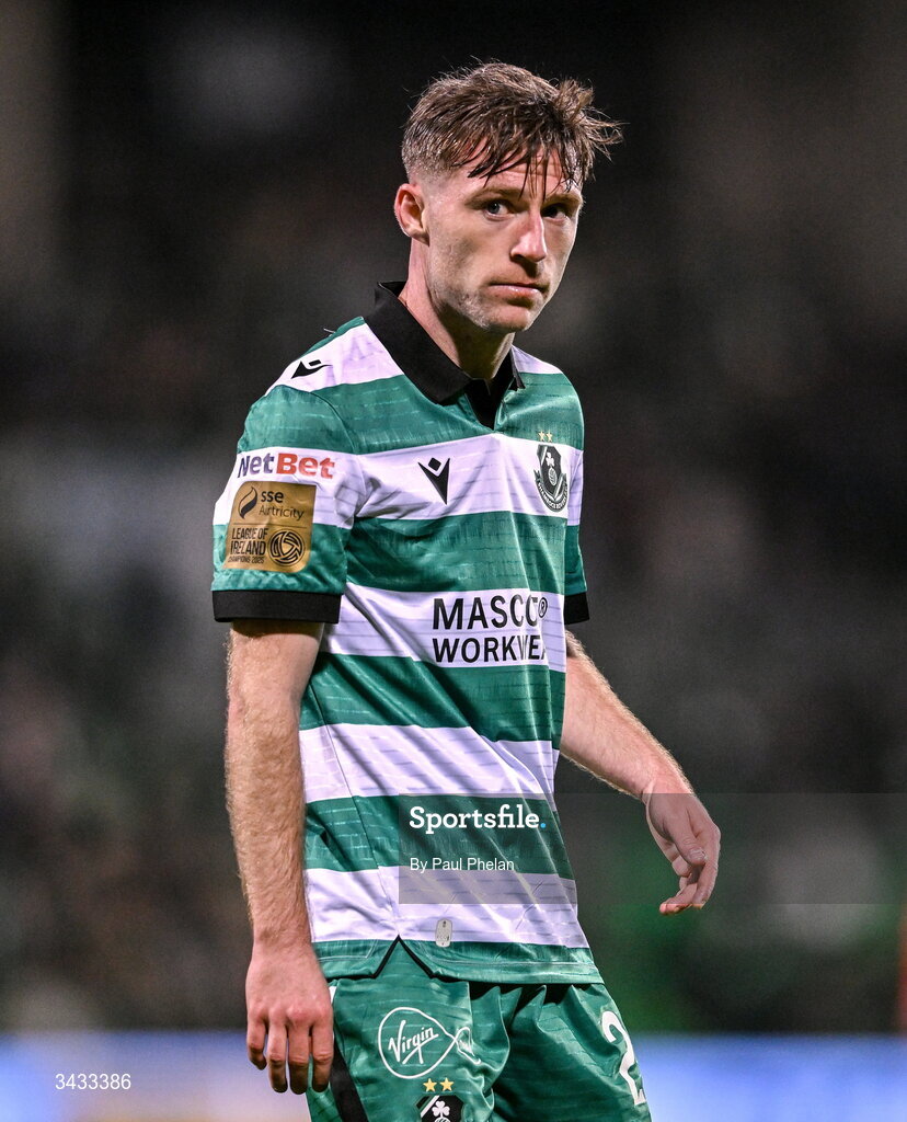 17 April 2026; Jack Byrne of Shamrock Rovers during the SSE Airtricity Men's Premier Division match between Shamrock Rovers and Bohemians at Tallaght Stadium in Dublin. Photo by Paul Phelan/Sportsfile