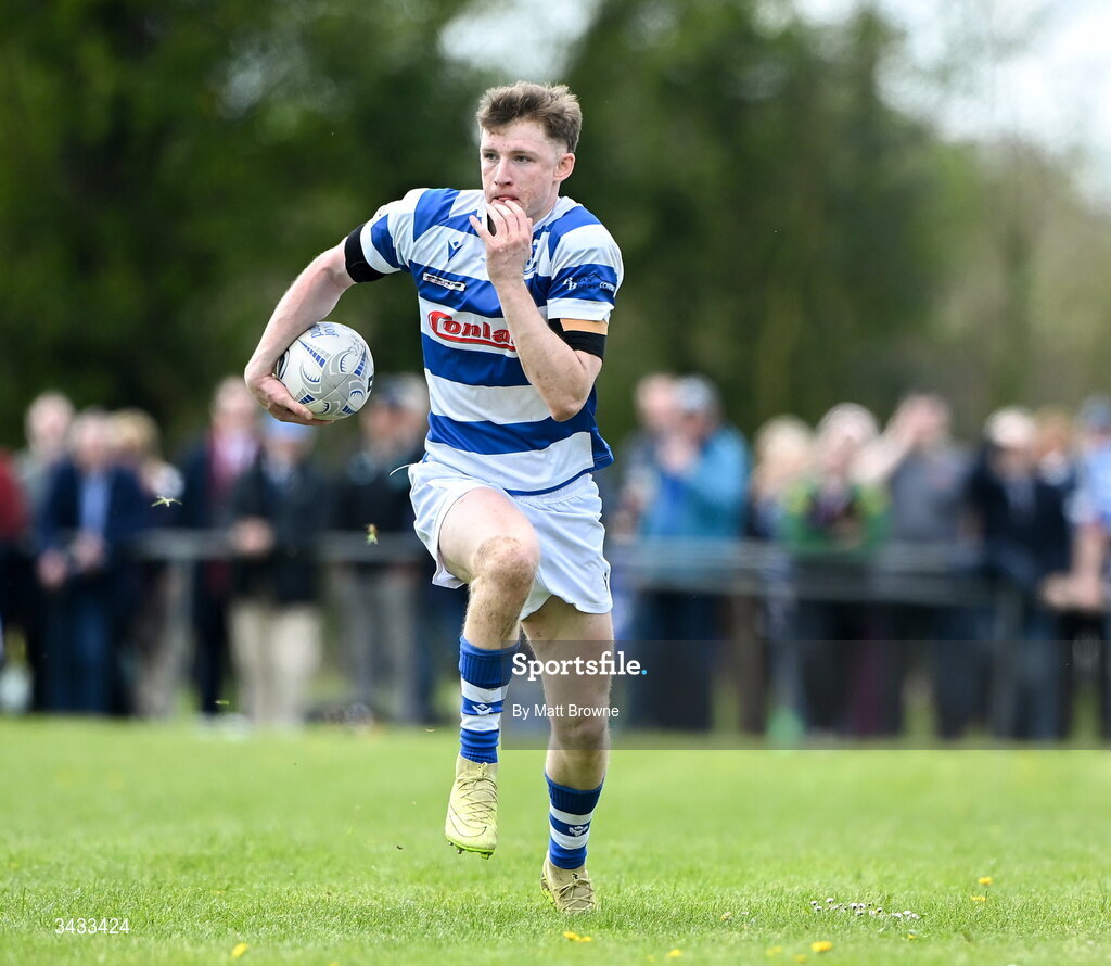 19 April 2026; Ciaran Fennessy of Athy RFC during the Bank of Ireland Provincial Towns Cup Final match between Athy RFC and Tullow RFC at Edenderry RFC in Edenderry, Offaly. Photo by Matt Browne/Sportsfile
