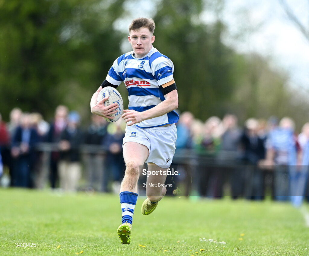 19 April 2026; Ciaran Fennessy of Athy RFC during the Bank of Ireland Provincial Towns Cup Final match between Athy RFC and Tullow RFC at Edenderry RFC in Edenderry, Offaly. Photo by Matt Browne/Sportsfile