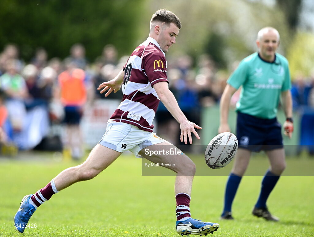 19 April 2026; Peter Burgess of Tullow RFC during the Bank of Ireland Provincial Towns Cup Final match between Athy RFC and Tullow RFC at Edenderry RFC in Edenderry, Offaly. Photo by Matt Browne/Sportsfile