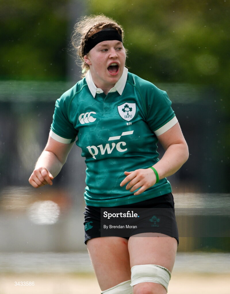 18 April 2026; Aoibheann McGrath of Ireland during the Women's U21 Six Nations Series match between Ireland and Italy at Dexcom Stadium in Galway. Photo by Brendan Moran/Sportsfile