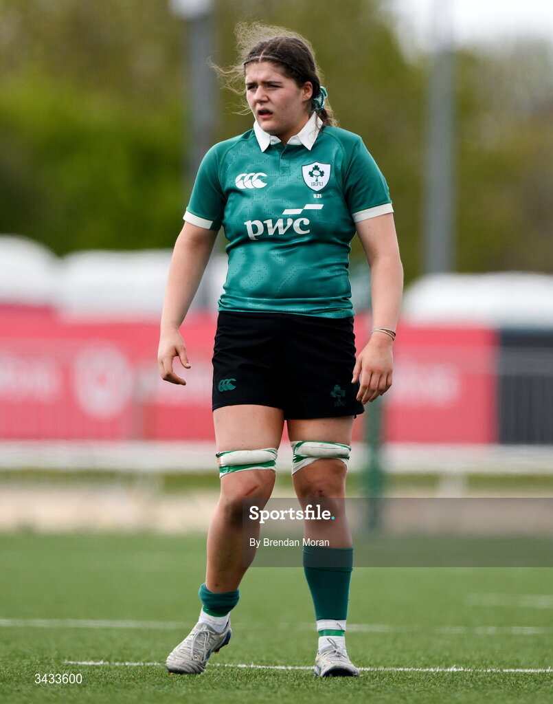18 April 2026; Jemima Adams Verling of Ireland during the Women's U21 Six Nations Series match between Ireland and Italy at Dexcom Stadium in Galway. Photo by Brendan Moran/Sportsfile