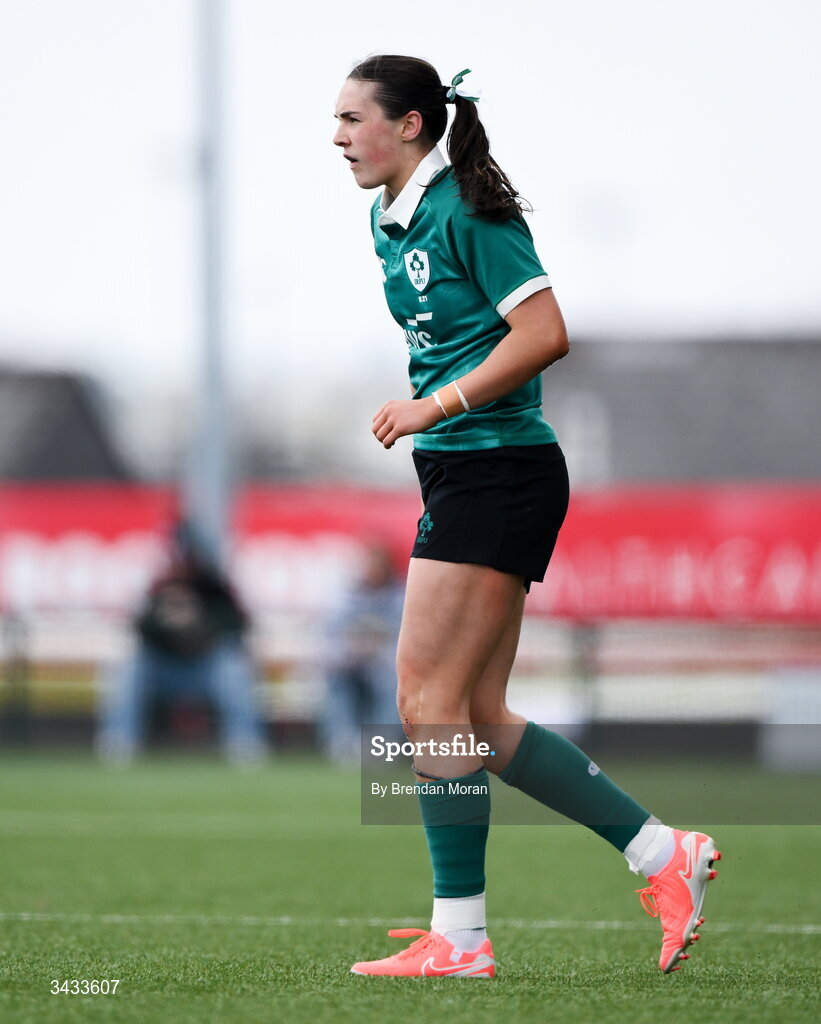 18 April 2026; Niamh Murphy of Ireland during the Women's U21 Six Nations Series match between Ireland and Italy at Dexcom Stadium in Galway. Photo by Brendan Moran/Sportsfile