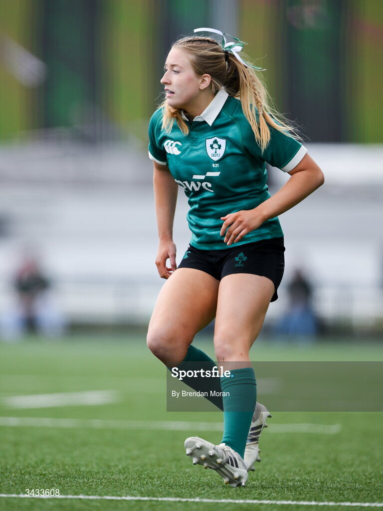 18 April 2026; Alex Connor of Ireland during the Women's U21 Six Nations Series match between Ireland and Italy at Dexcom Stadium in Galway. Photo by Brendan Moran/Sportsfile