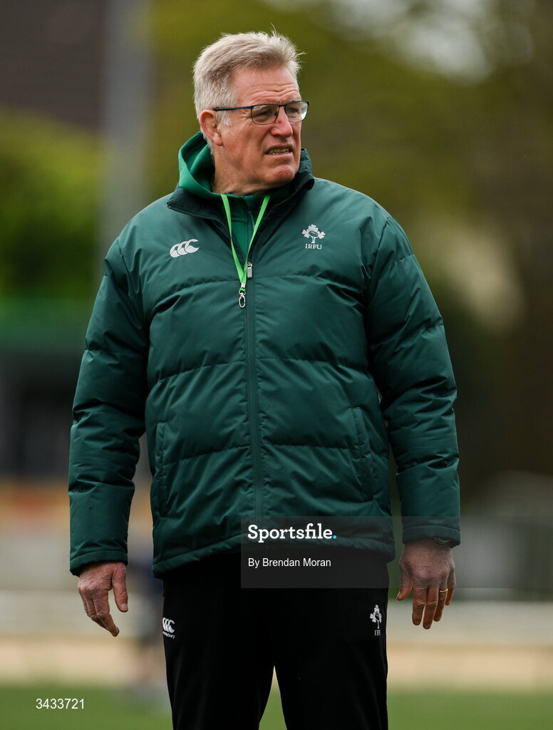 18 April 2026; Ireland coach John McKee before the Women's U21 Six Nations Series match between Ireland and Italy at Dexcom Stadium in Galway. Photo by Brendan Moran/Sportsfile