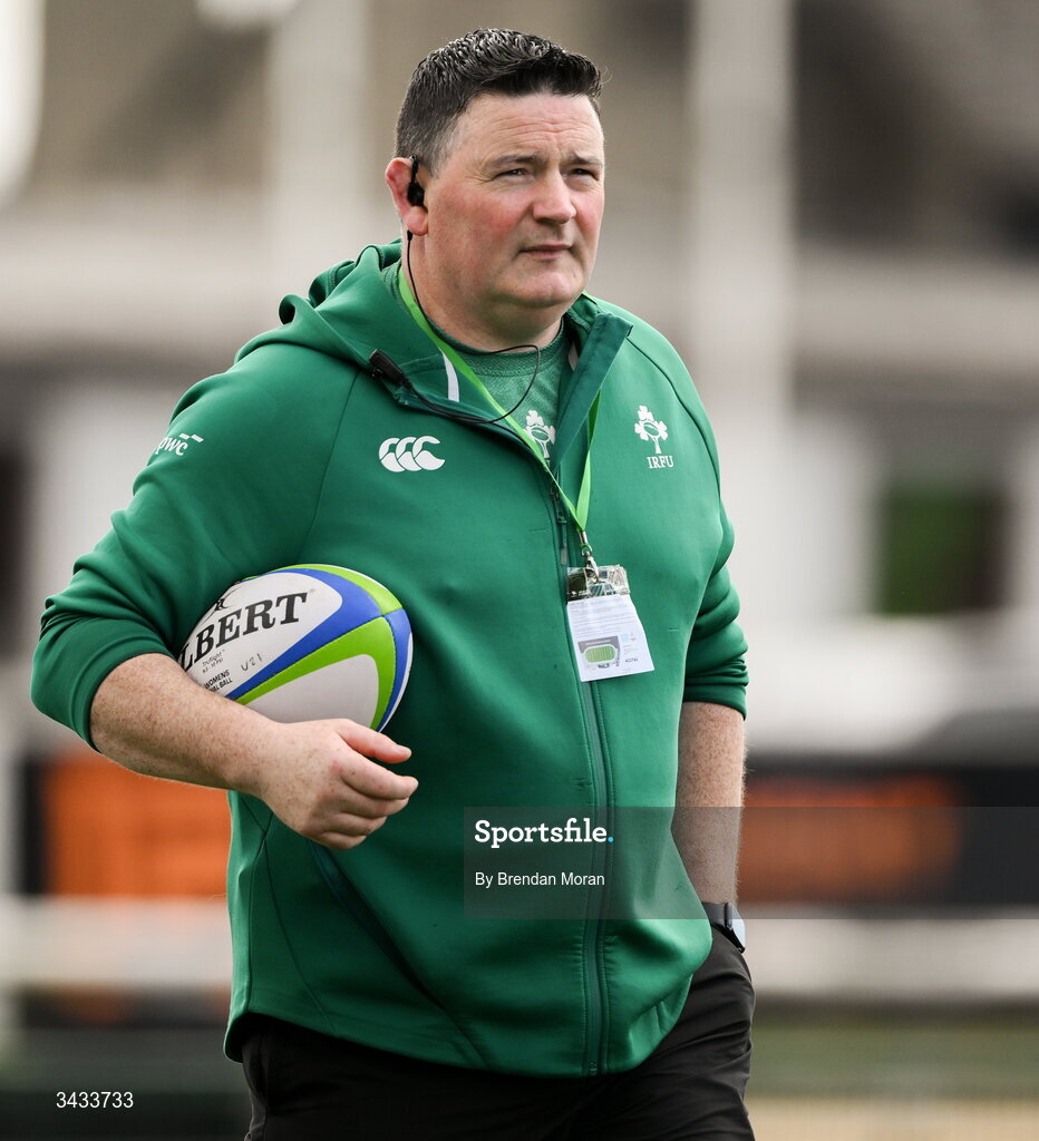 18 April 2026; Ireland defence and forwards coach JP Walsh before the Women's U21 Six Nations Series match between Ireland and Italy at Dexcom Stadium in Galway. Photo by Brendan Moran/Sportsfile