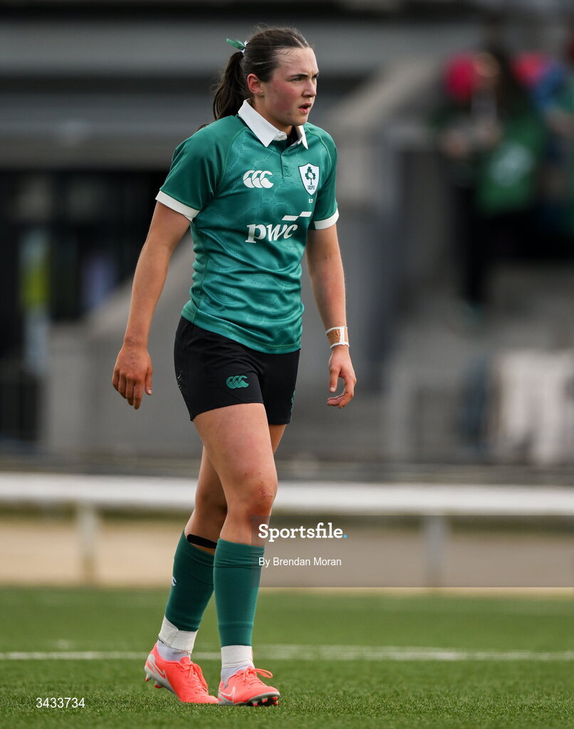 18 April 2026; Niamh Murphy of Ireland during the Women's U21 Six Nations Series match between Ireland and Italy at Dexcom Stadium in Galway. Photo by Brendan Moran/Sportsfile