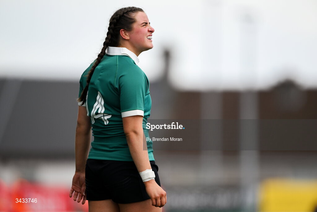 18 April 2026; Katie Corrigan of Ireland during the Women's U21 Six Nations Series match between Ireland and Italy at Dexcom Stadium in Galway. Photo by Brendan Moran/Sportsfile