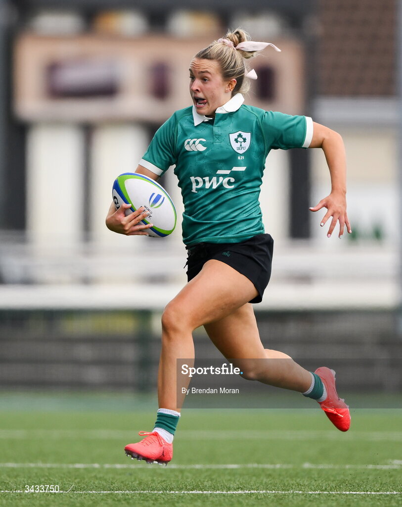 18 April 2026; Lucia Linn of Ireland during the Women's U21 Six Nations Series match between Ireland and Italy at Dexcom Stadium in Galway. Photo by Brendan Moran/Sportsfile