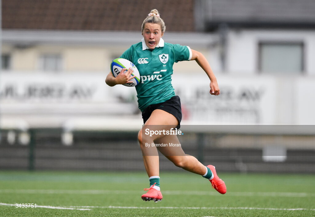 18 April 2026; Lucia Linn of Ireland during the Women's U21 Six Nations Series match between Ireland and Italy at Dexcom Stadium in Galway. Photo by Brendan Moran/Sportsfile