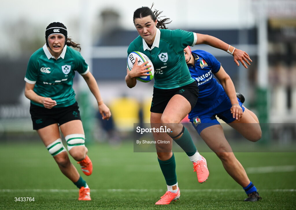 18 April 2026; Niamh Murphy of Ireland during the Women's U21 Six Nations Series match between Ireland and Italy at Dexcom Stadium in Galway. Photo by Shauna Clinton/Sportsfile