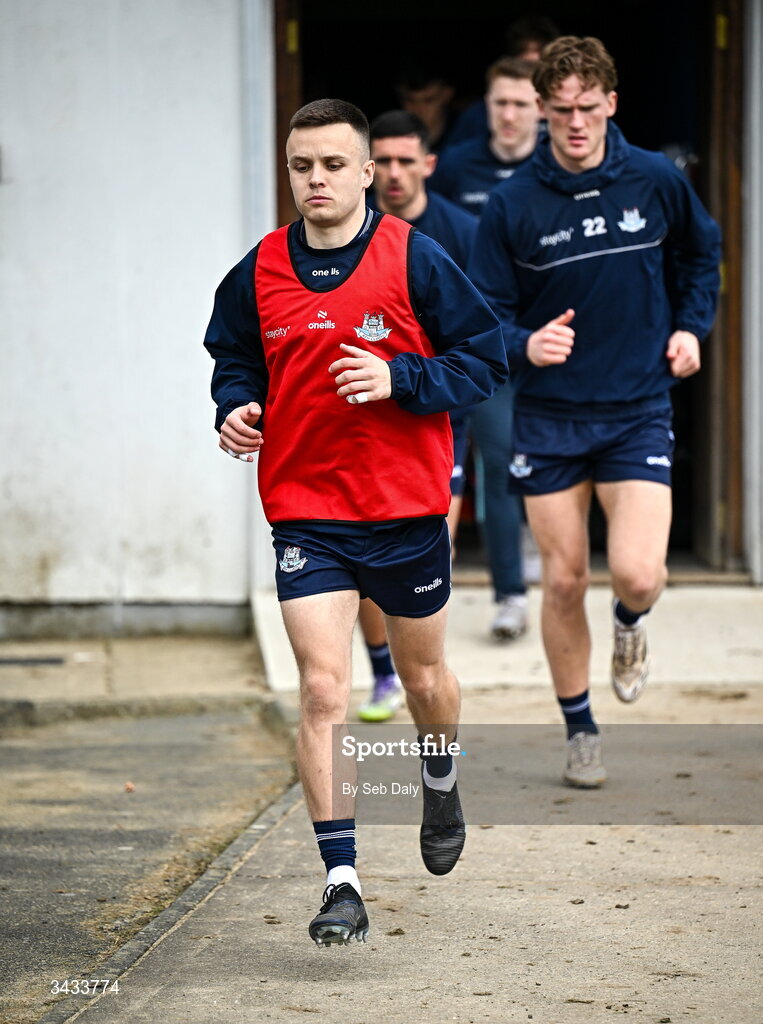 19 April 2026; Eoin Murchan of Dublin before the Leinster GAA Football Senior Championship quarter-final match between Wicklow and Dublin at Echelon Park in Aughrim in Wicklow. Photo by Seb Daly/Sportsfile