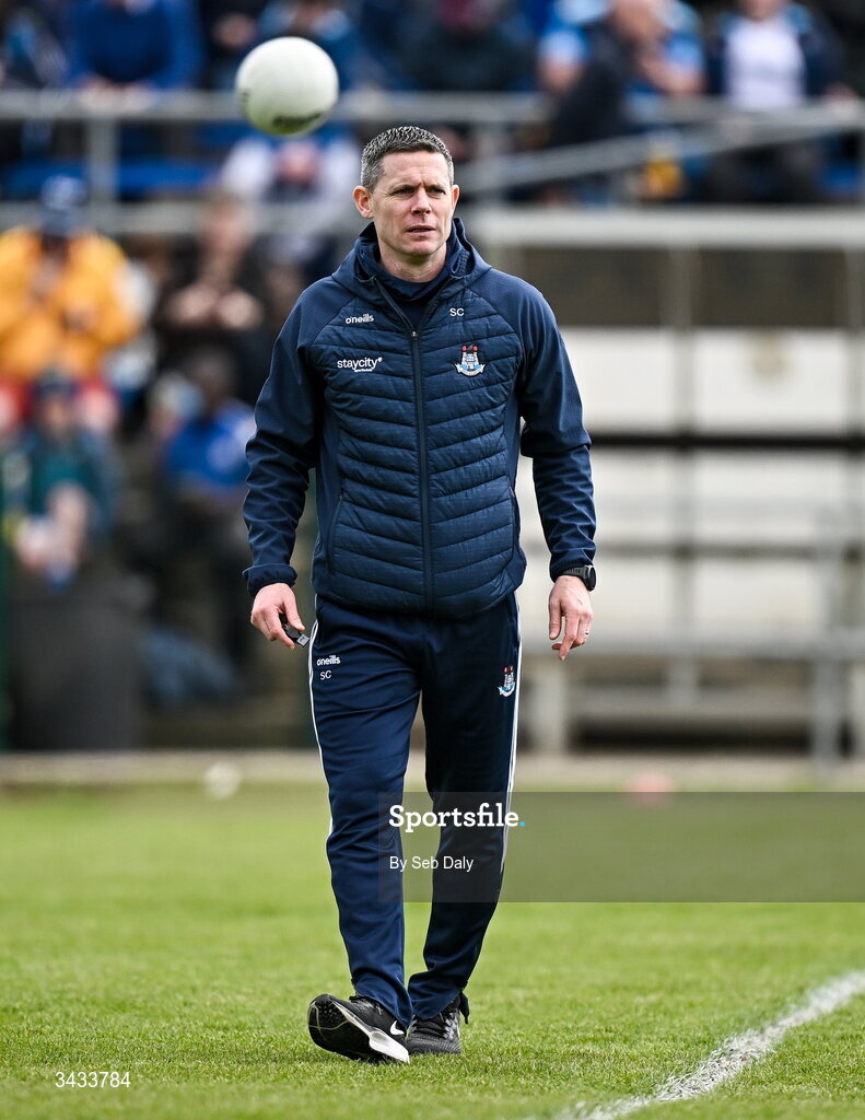 19 April 2026; Dublin coach Stephen Cluxton before the Leinster GAA Football Senior Championship quarter-final match between Wicklow and Dublin at Echelon Park in Aughrim in Wicklow. Photo by Seb Daly/Sportsfile