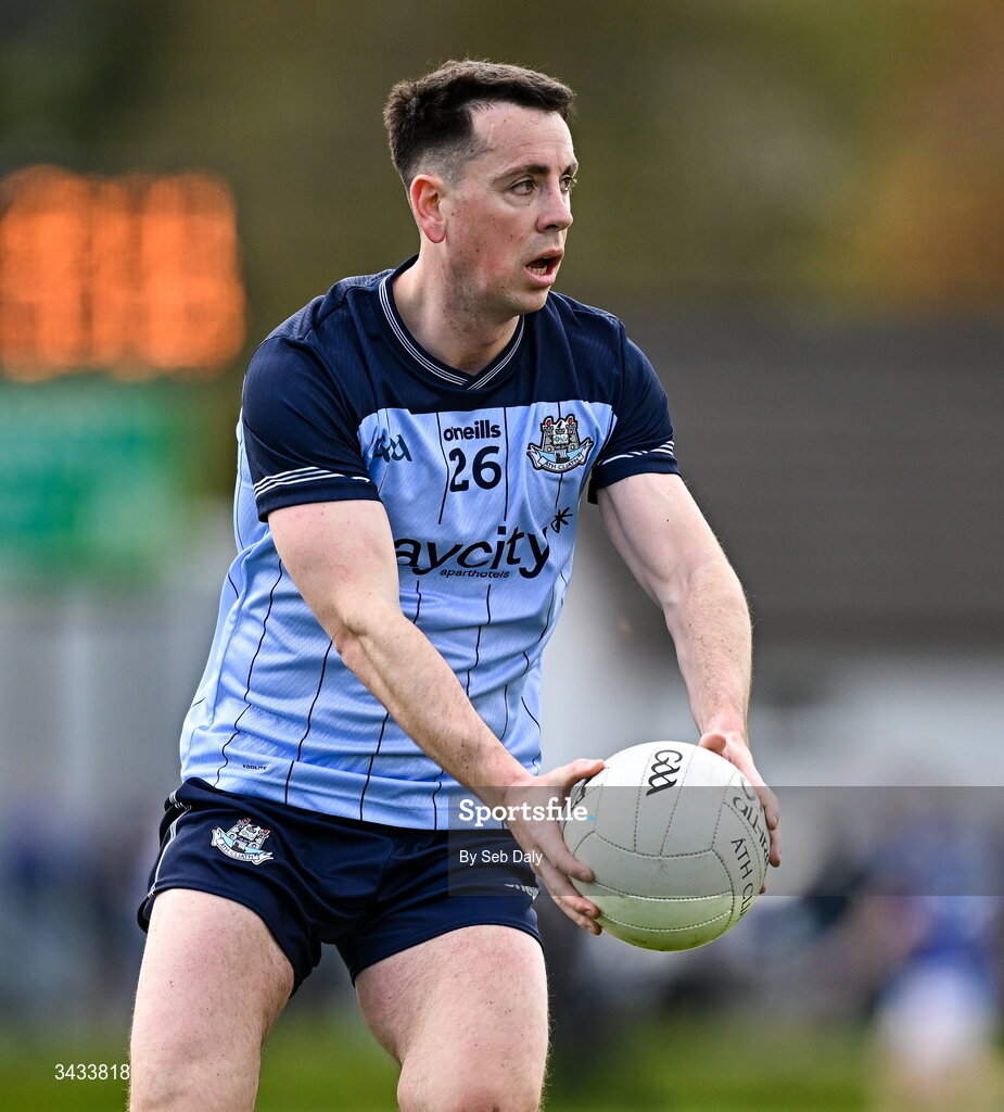 19 April 2026; Cormac Costello of Dublin during the Leinster GAA Football Senior Championship quarter-final match between Wicklow and Dublin at Echelon Park in Aughrim in Wicklow. Photo by Seb Daly/Sportsfile