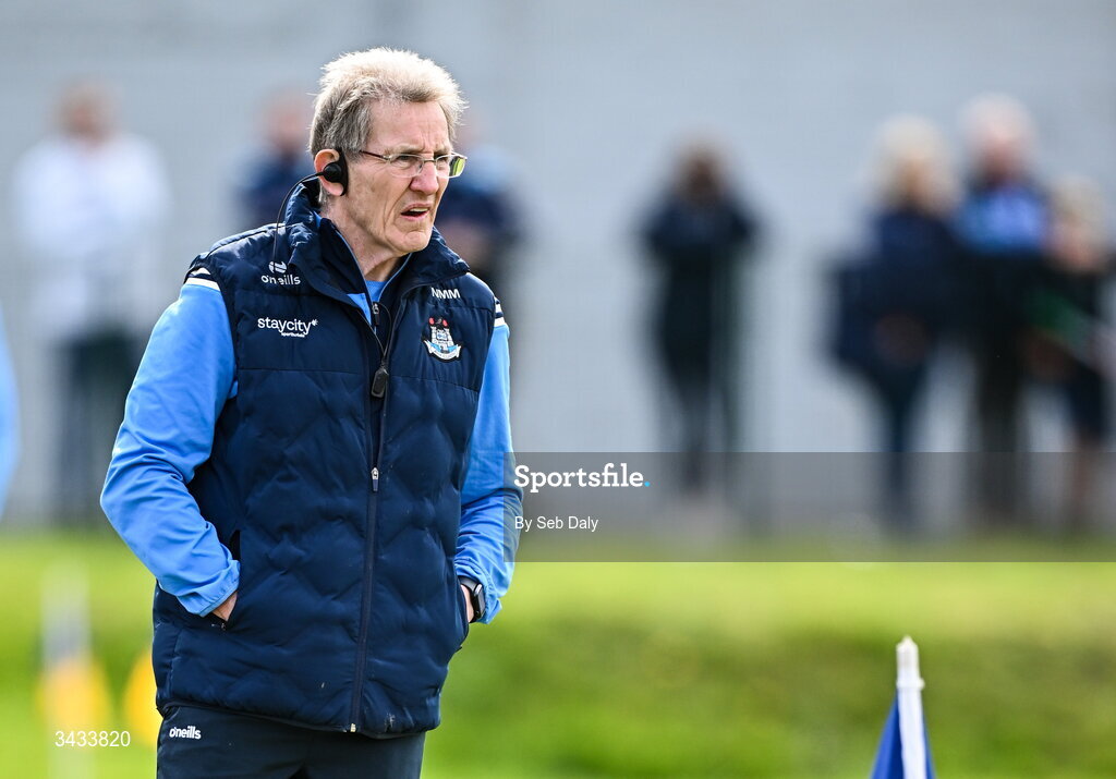 19 April 2026; Dublin selector Niall Moyna during the Leinster GAA Football Senior Championship quarter-final match between Wicklow and Dublin at Echelon Park in Aughrim in Wicklow. Photo by Seb Daly/Sportsfile