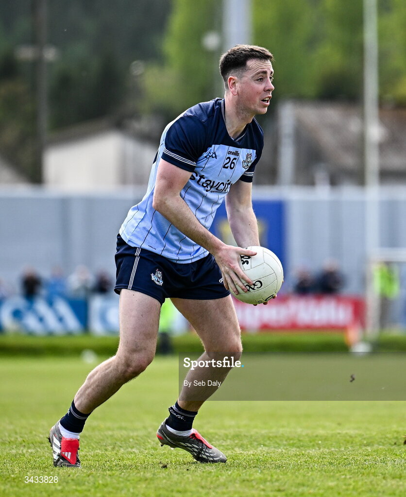 19 April 2026; Cormac Costello of Dublin during the Leinster GAA Football Senior Championship quarter-final match between Wicklow and Dublin at Echelon Park in Aughrim in Wicklow. Photo by Seb Daly/Sportsfile